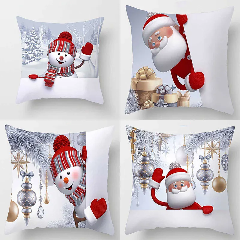 

2021, с надписью "Merry Christmas", диван для автомобиля, кровать, милое украшение для спальни, чехол для подушки с Санта-Клаусом, домашний декор
