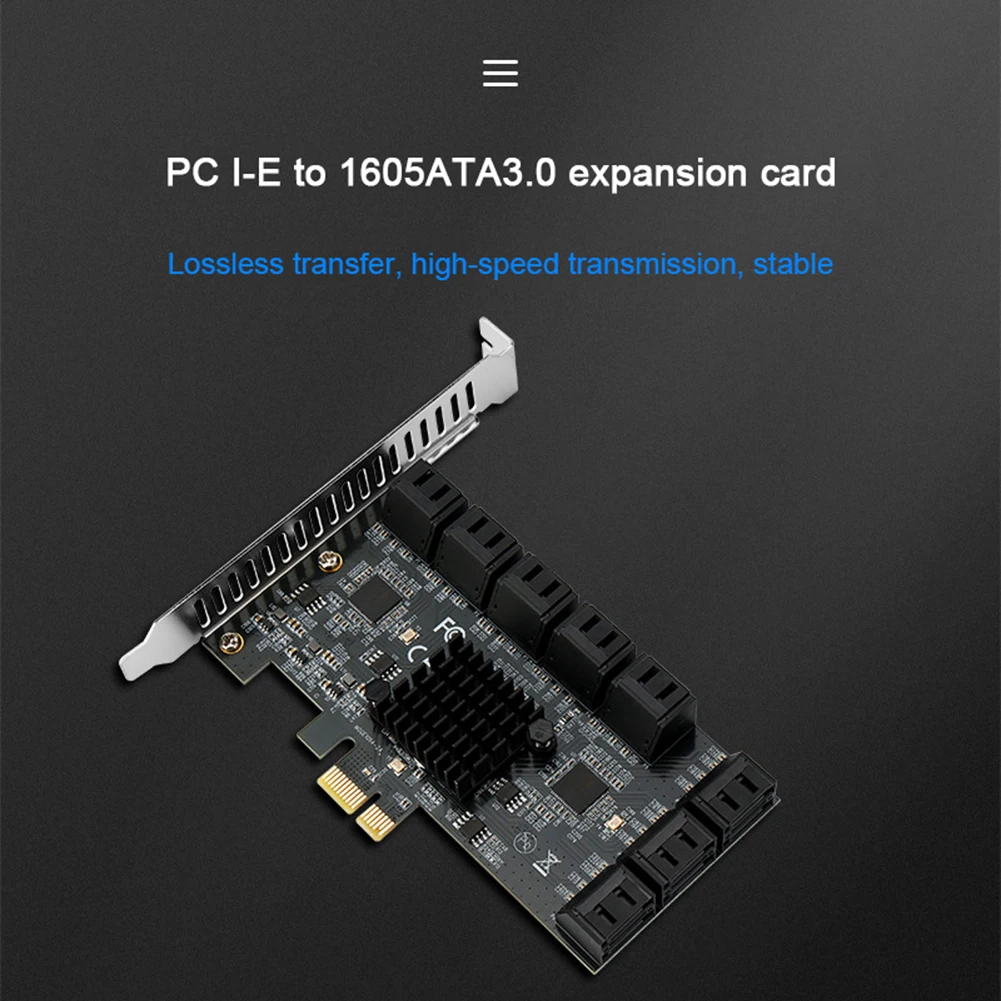 

Chia Mining Riser PCIE SATA Expansion Card PCI Express 1X to 16 Ports SATA 3.0 6Gb Controller Adapter for PC Computer with Cable