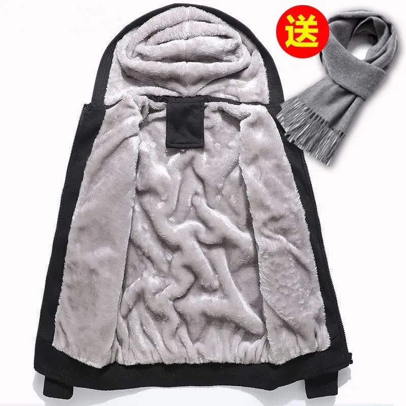 

Осенне-зимнее пальто, мужской плюшевый Свободный Повседневный Кардиган, Мужская Утепленная теплая куртка с капюшоном, зимняя одежда