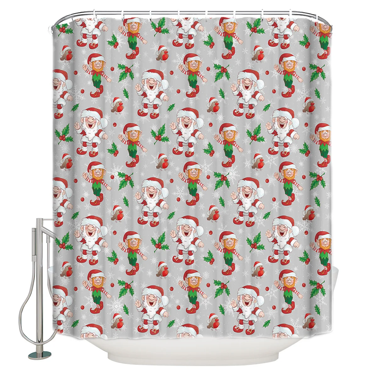 Занавеска для душа с Рождеством Деда Мороза и эльфами занавеска ванной украшение