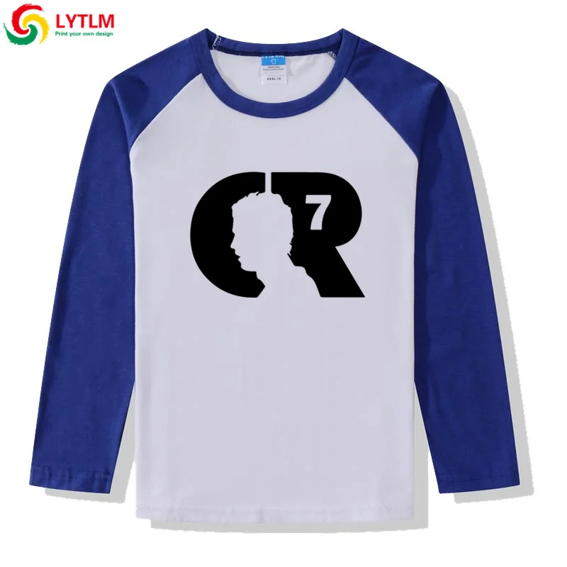 LYTLM Cristiano Ronaldo/Одежда для мальчиков Осенняя футболка с длинными рукавами Детская рубашка для мальчиков CR7 брендовые хлопковые топы для мальчиков, Roupa Menina, зима - Цвет: CXCJ LYCRA Blue