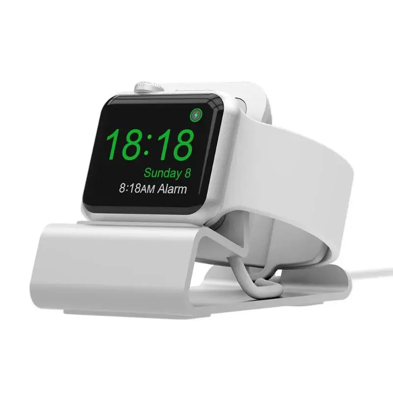 Silver Роскошная подставка для Apple Watch, ручная зарядка с отверстием для кабеля, алюминиевый кронштейн для iWatch Watch, держатель для док-станции - Цвет: Silver