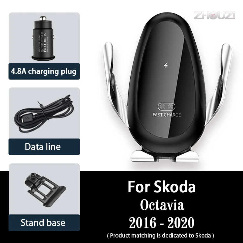 

Car Wireless Charger Car Mobile Phone Holder Air Vent Mounts Gps Stand Bracket For Skoda Octavia 2016 2017 2018 2019 2020