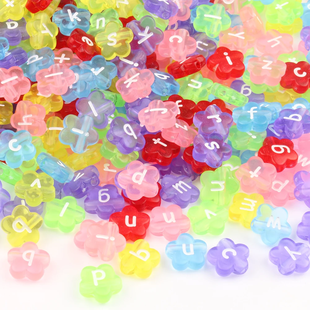 

100 шт./лот 11 мм акриловые разделенные бусины многоцветные прозрачные буквы в форме цветка для изготовления ювелирных изделий «сделай сам» д...