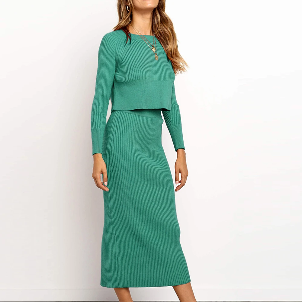 Комплект из 2 предметов облегающие топы и юбка-карандаш Осенняя кофта вязаные