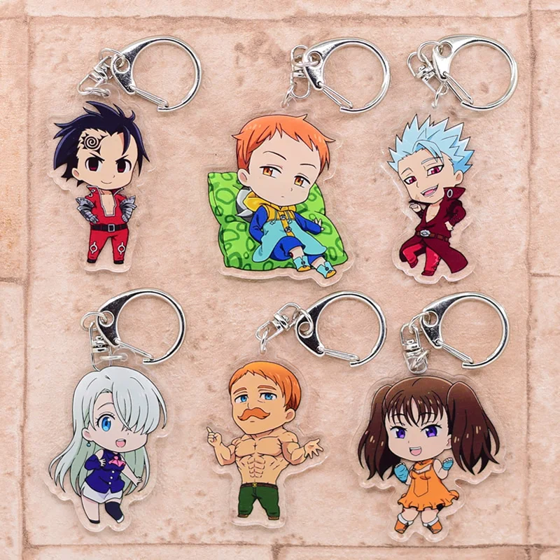 The Seven Deadly Sins Keychain Double Sided Acrylic Cartoon Key Chain Pendant Anime Accessories Keyring Hot Sale