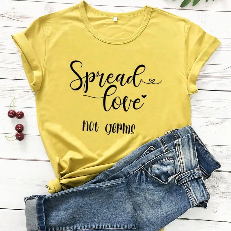 Футболка с принтом Spread Love Not Germs футболка для защиты от непогоды 2020|Футболки| |
