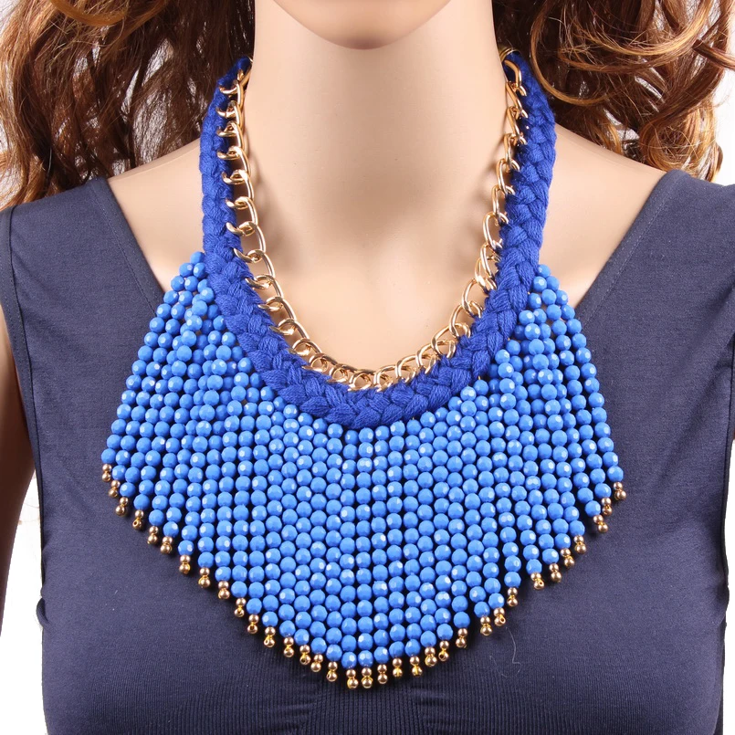 Новое модное ожерелье с подвеской золотого цвета металлическая и хлопковая