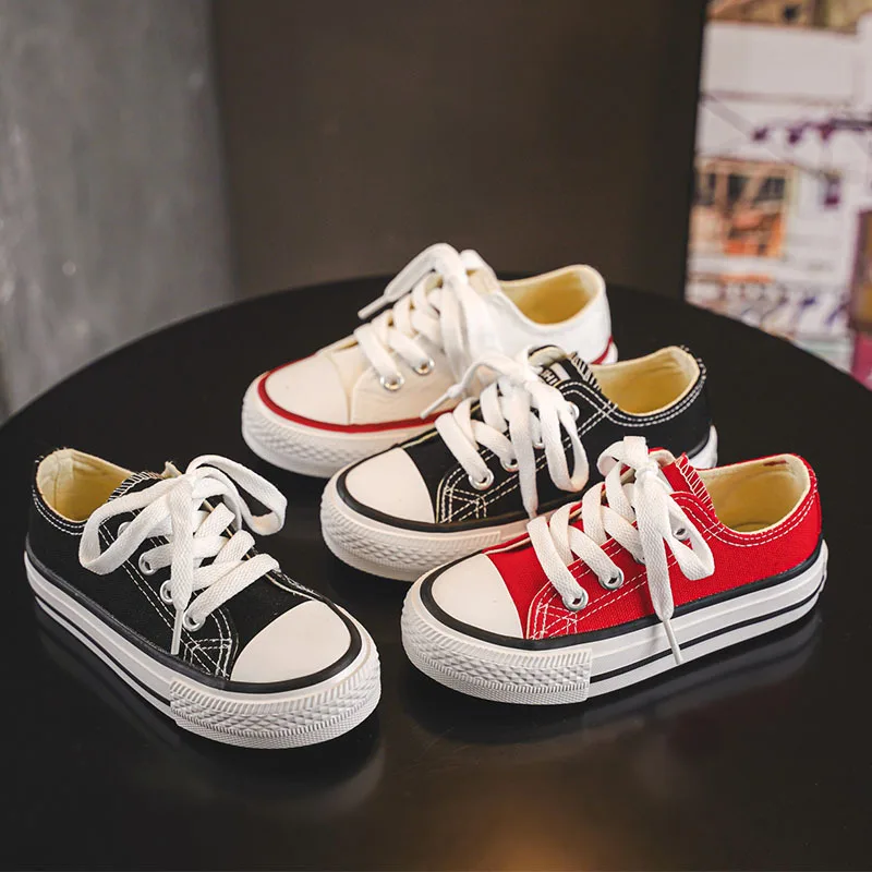 

Four Seasons Children's Shoes New Children's Canvas Shoes Boys Low-top Casual Shoes White Shoes Girls Single Shoes