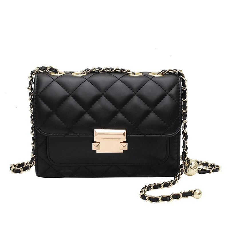 

New PU Leather Lattice Crossbody Bag For Women 2020 Fashion Solid Color Shoulder Chain Handbags Design Travel Cross Body Bag Sac