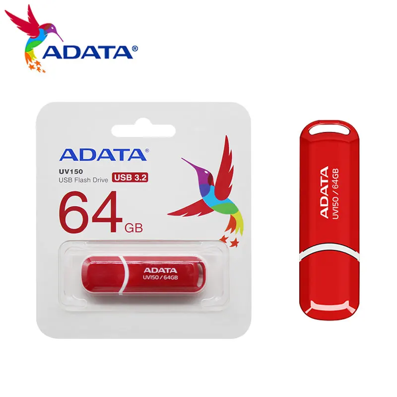 

ADATA UV150 USB 3.2 Flash Drive 16GB 32GB 64GB Pendrive High Speed Portale Red USB U Disk Pen Drive Memory Stick For Computer