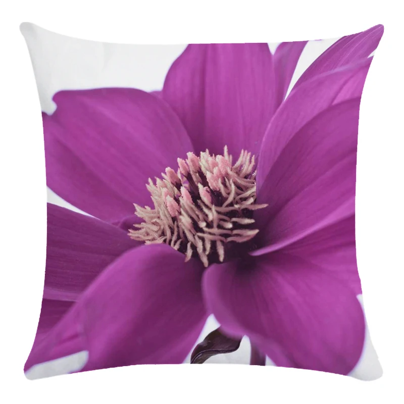 Цветной цветочный Чехол на подушку синий фиолетовый красный мультяшный Декор