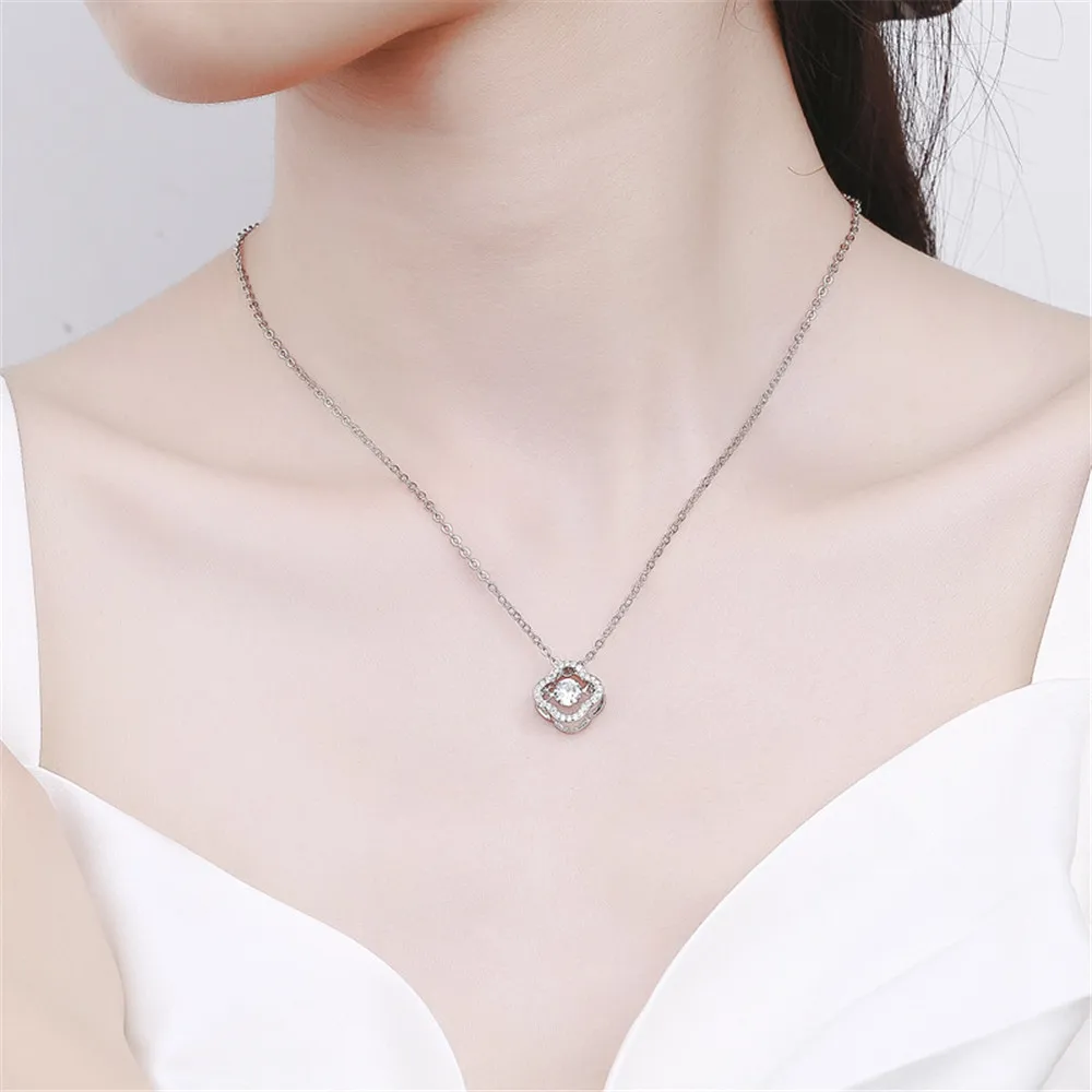 

120pcs/lot Fashion Lady Four Leaves Crystal Necklace New Arrival Women Luxury Full Crystal Lady Necklace