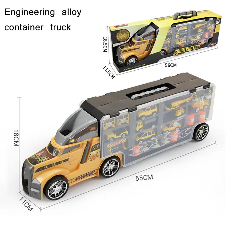 

Children Truck Children Large Tractor Transport Truck Storage Portable Car Model Toy Kit Plaything Model Gift Carriage Cars