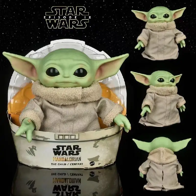 

28 см Звездные войны Yoda Baby Grogu ПВХ аниме плюшевые Фигурки игрушки Йода мастер мандалорские куклы Подарки для детей игрушки