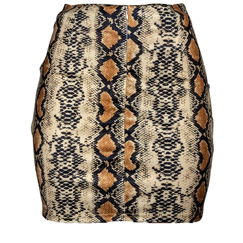 Женская Мини-Юбка Со Змеиным Принтом Короткая Облегающая Юбка-Карандаш С Высокой