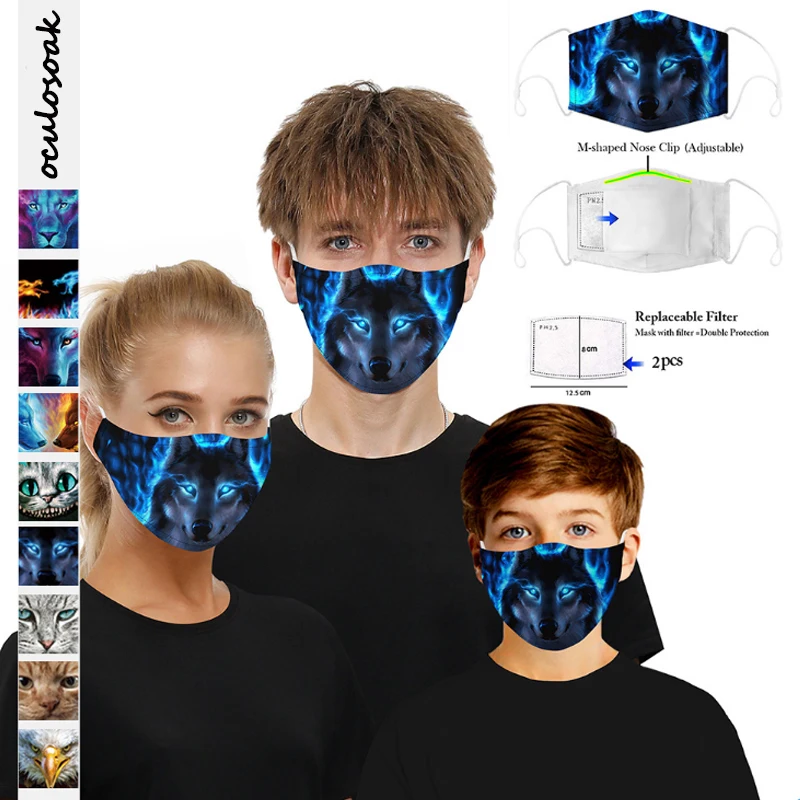 Новый 3D цифровой печатный пыленепроницаемый и моющийся дышащий Детский капюшон