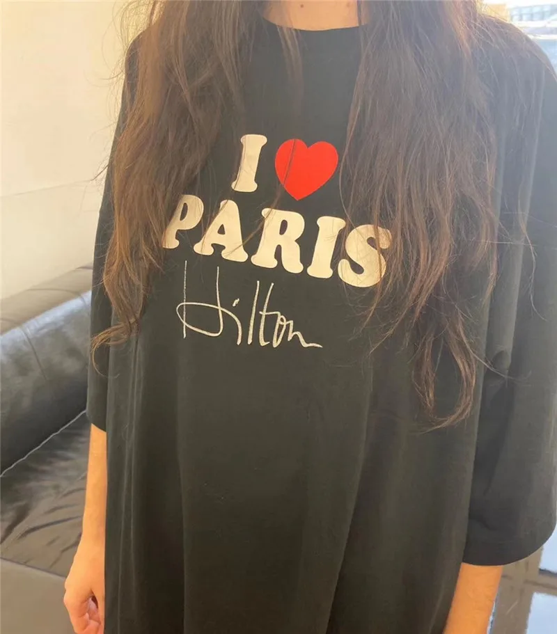 Мужские и женские футболки оверсайз 2020SS с надписью I LOVE PARIS|Мужские футболки| |
