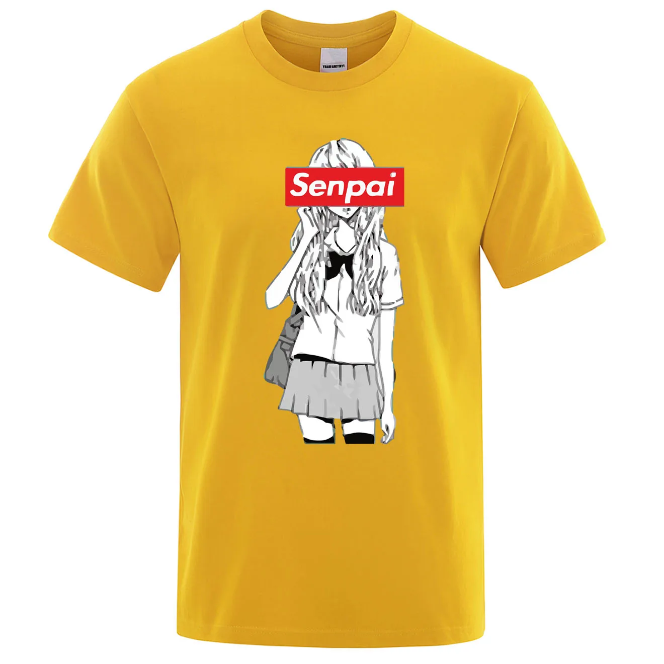 Senpai Anime Girl Nerdy Print T Shirt Summer Cotton Men's T-shirt Manga Streetwear Tee Tshirt Unisex Harajuku Clothes Tops Tees - Цвет: yellow 6