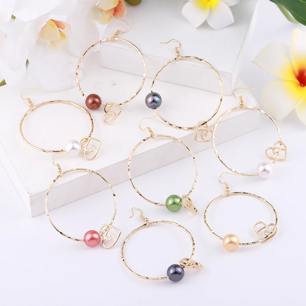 Cring Coco Oversize Round Drop Earrings Fashion Hawaiian Holiday Colorful Pearl Newest Design Geometric Heart Earring for Women | Украшения