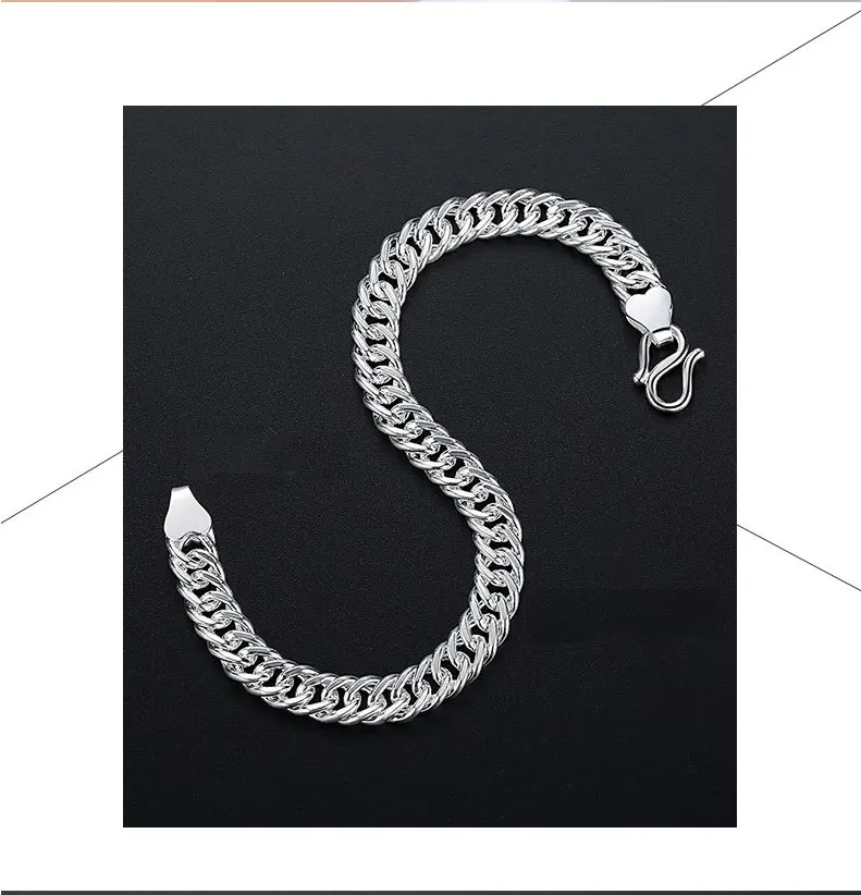 Bracelet men's fashion personality handmade whip chain S990 silver bracelet coarse jewelry wholesale