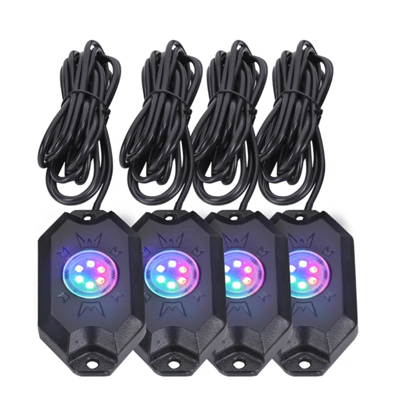 4X RGB светодиодный фары рок комплект с подключением по Bluetooth APP Управление Функция
