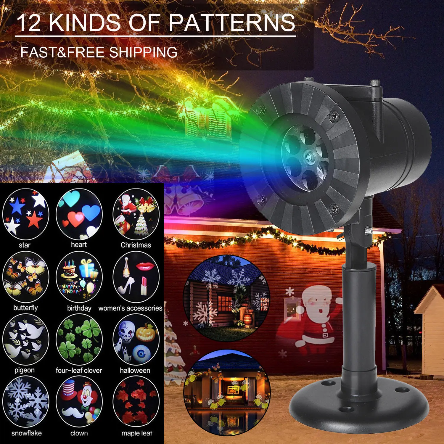 лазерный проектор светомузыка Водонепроницаемый движущийся лампы 12 моделей