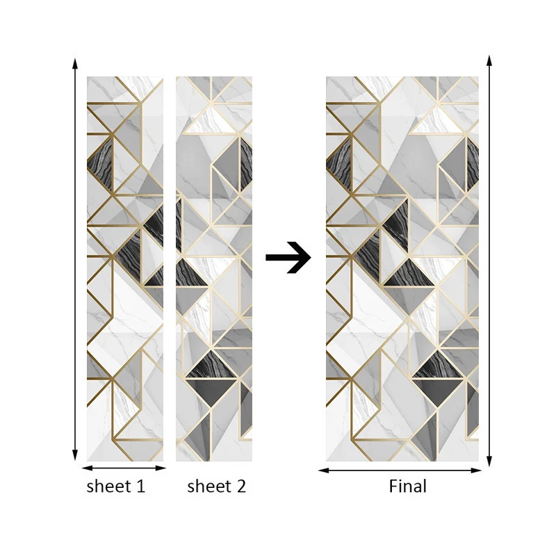 

Door Sticker Geometric Marble Pattern Waterproof Self-adhesive Wallpaper Living Room Bedroom Door Mural Wall Decals Home Deco L1