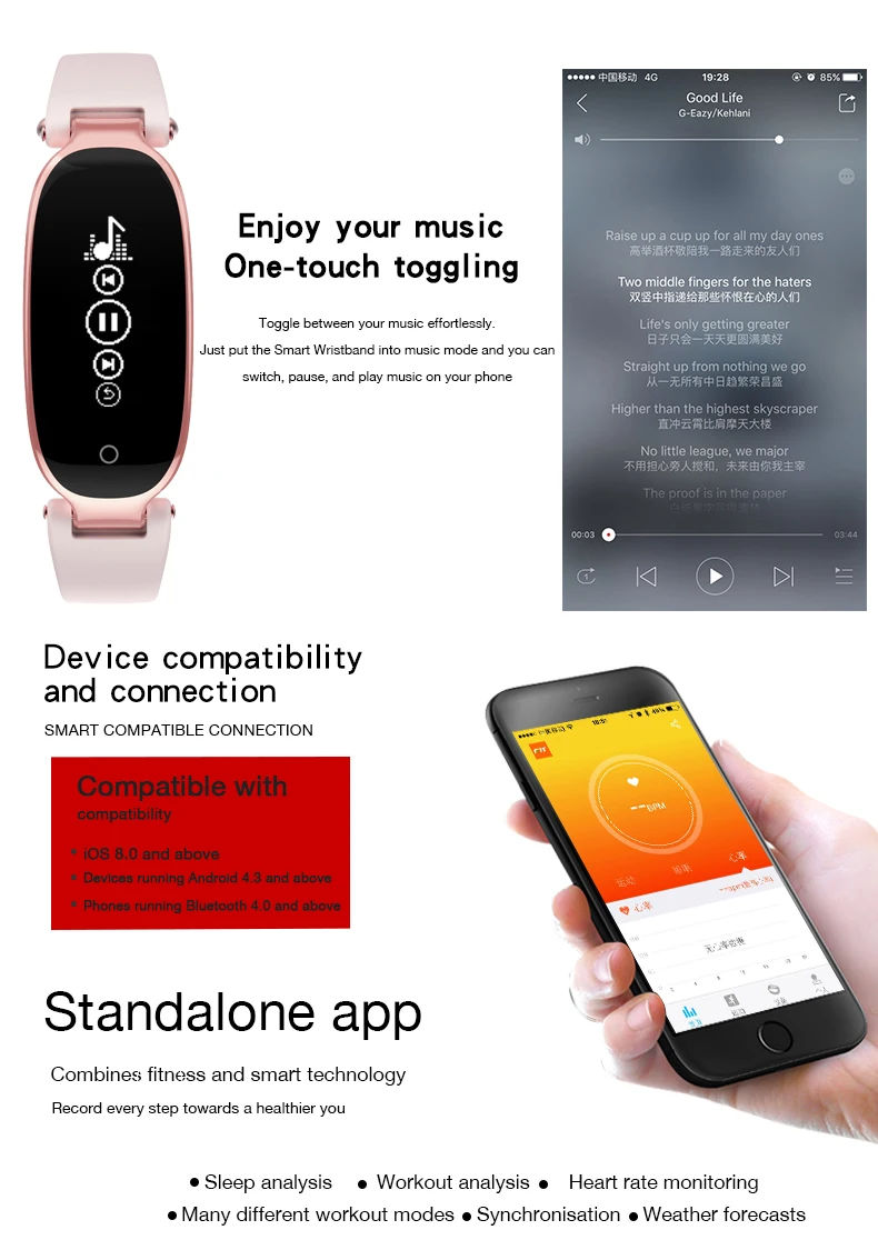Умные часы S3 с цветным экраном водонепроницаемые женские Смарт пульсометром