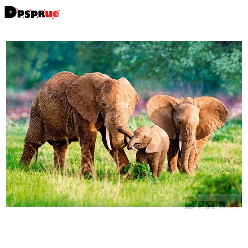 

Dpsprue Full Square/Round Diamond Painting Cross Stitch Diamond 3D Embroidery Elephant DIY 5D Moasic Home Decor Gift Pu37