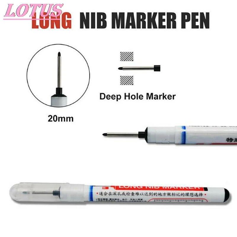 

20mm Long Head Markers Bathroom Woodworking Decoration Multi-purpose Deep Hole Marker Pens 1PC