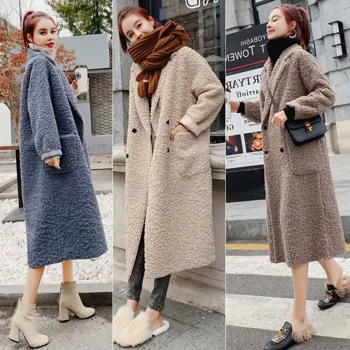 

Donsignet Solid Long Sleeve Coats and Jackets Women Autumn Winter New Long Lamb Wool Padded Coat Women