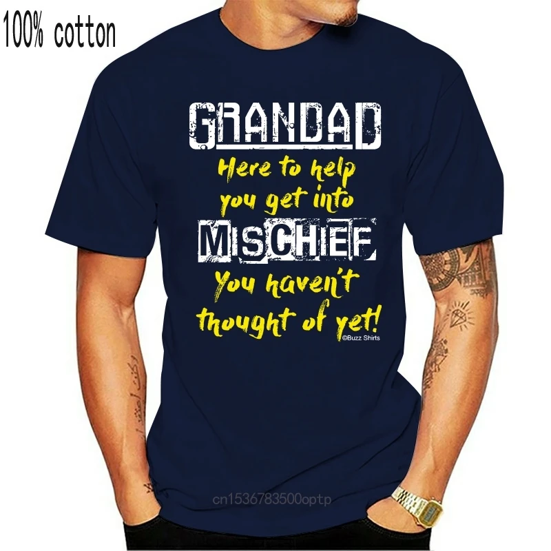 

New Grandad Mischief Mens T Shirt Gift Birthday Fathers Day Christmas Grandfather T-shirt Short Sleeve Top