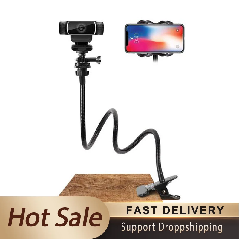new webcam stand flexible desk mount gooseneck clamp clip camera holder for web cam accessories holder for phone magnetic holder free global shipping