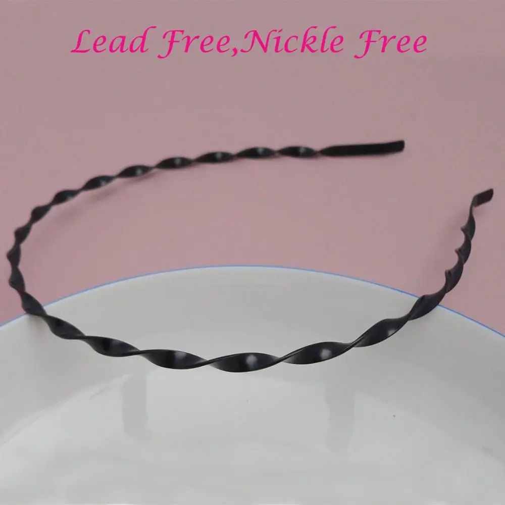 

10PCS 4mm width black Twisted waves Metal Hair Headbands at lead free,nickle free,swirly metal hairbands hair hoops,wholesale