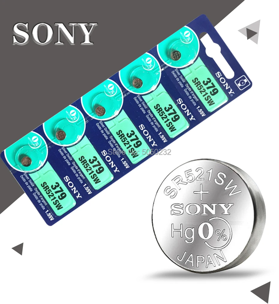 2 шт для SONY батареи часов 1 55 V 379 SR521SW D379 SR63 V379 AG0 Серебряная оксидная кнопка монет