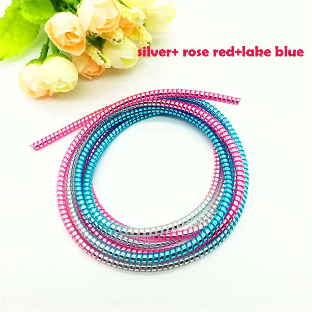 B 5pcs Gradient Color Cable Protector 1.4m Data Line Case Rope Protection Spring Cable Organizer Earphone Storage Holder Desk Set - Цвет: B