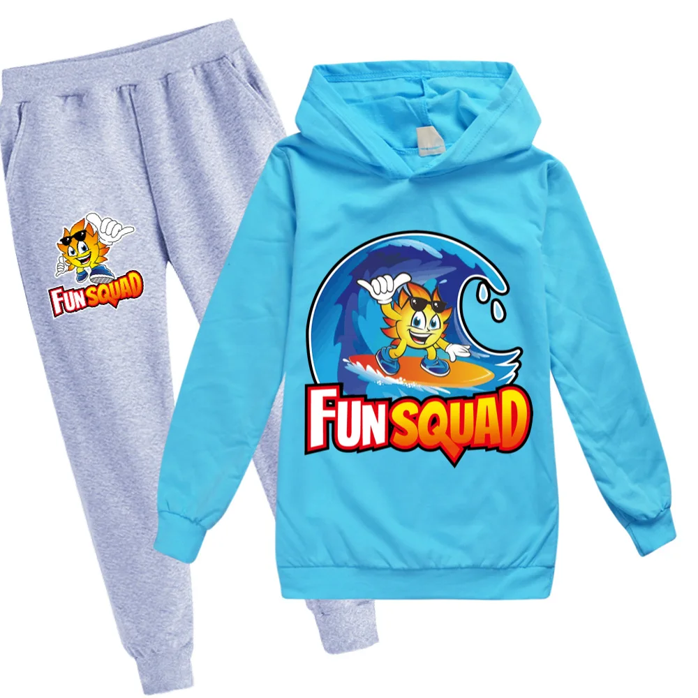 Fashion Autumn Fun Squad game Children's Sweater Cartoon Boys Hoodies Teens Boy Long Sleeve Tshirt+pants suit kids Clothes Set
