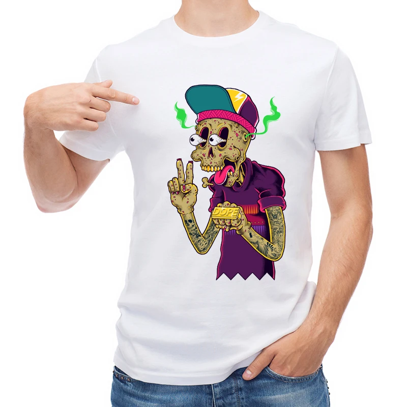 

TEEHUB Short Sleeve Summer Men T-shirt Geek Zombie Printed T Shirt O-Neck Tops Cool Tees