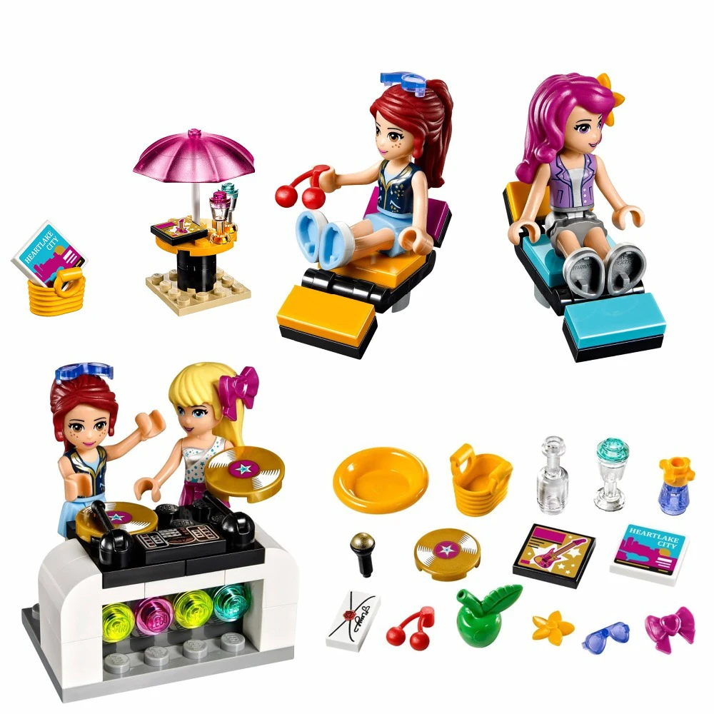 

684 Pcs 10407 Friends Pop Star Tour Bus Building Blocks 41106 Lepining Friends Figures Bricks Toys for Children Model Toy Gift