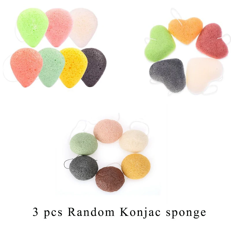 MULTICOLOR Konjac Губка отшелушивающая губки для лица натуральная Чистящая губка белый активированный бамбуковый уголь зеленый веган для очищения - Цвет: MULTICOLOR