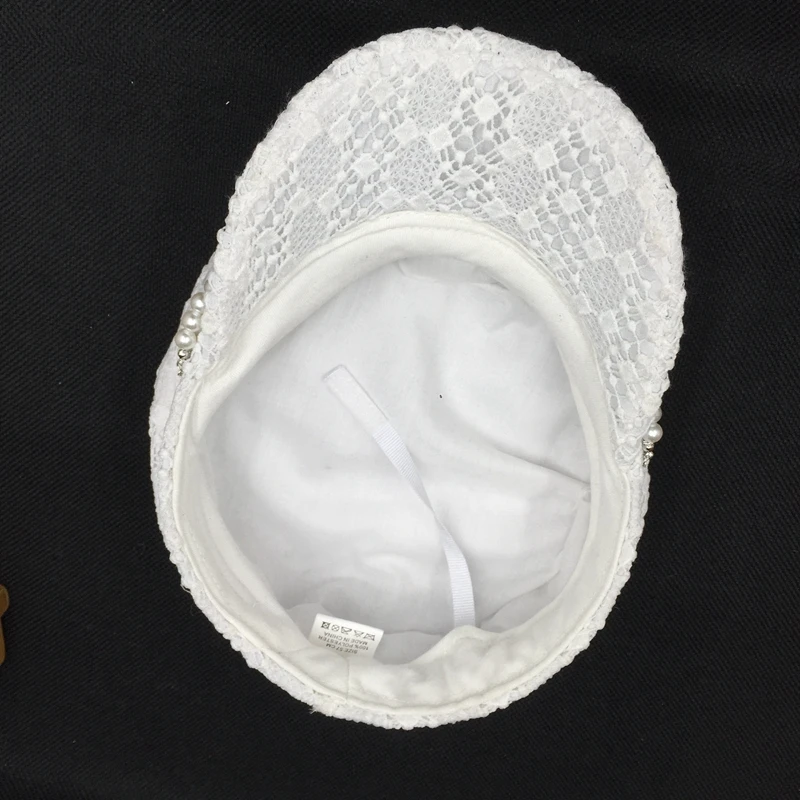 Женская кружевная Кепка на раннюю весну белая кепка в морском стиле Элегантная