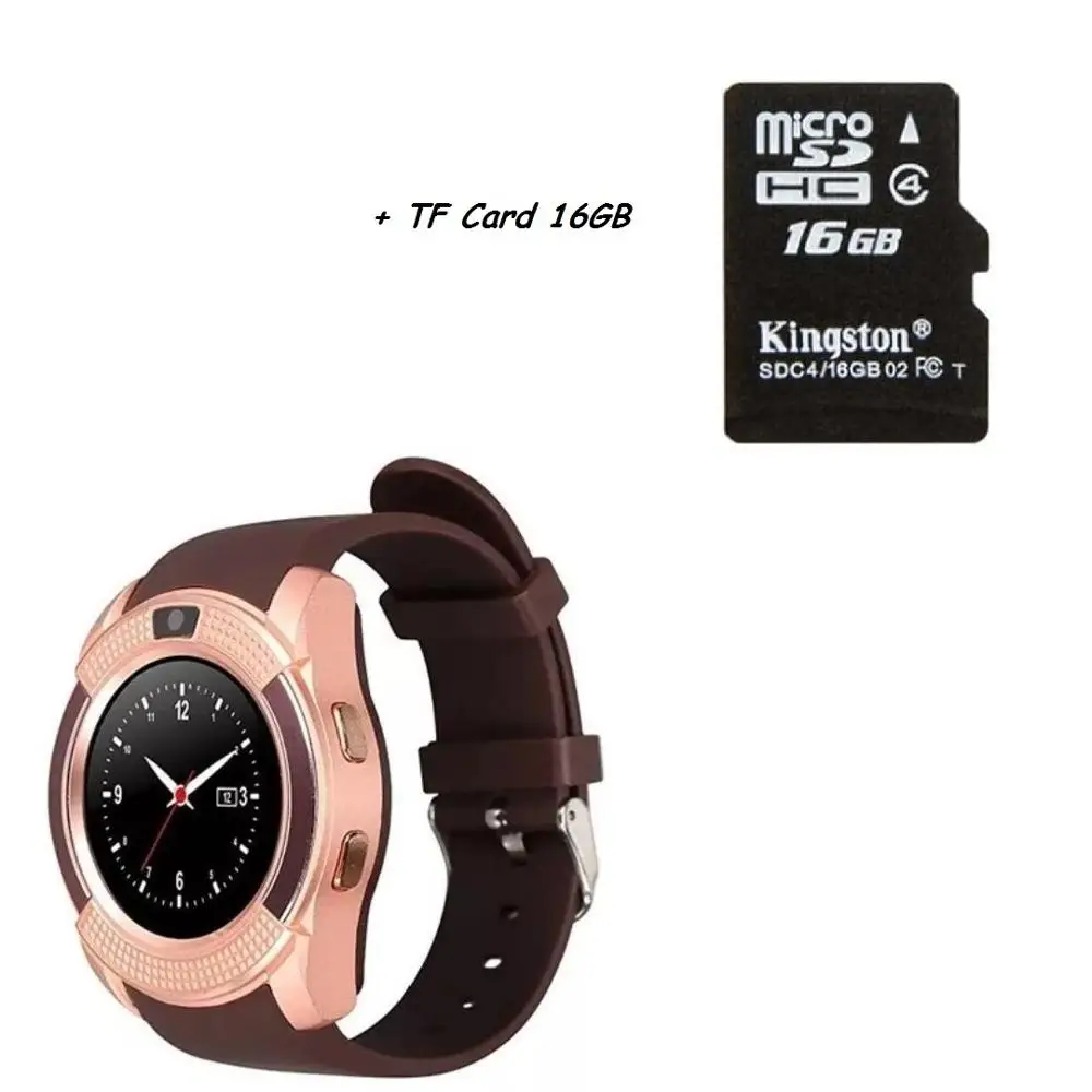 Gold with TF 16GB Stepfly SM08 Смарт-часы 1,22 дюймов полный круглый дисплей 2G один nano sim bluetooth Смарт-часы - Цвет: Gold with TF 16GB