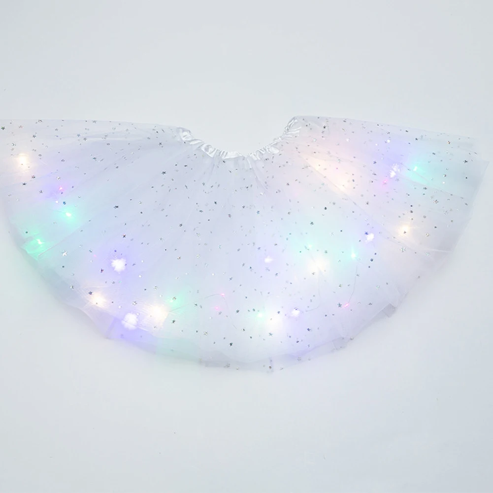 Girls Magic Light Tutu Skirt Princess Tulle Ballet Dancewear Glitter Party Kids Clothes Pettiskirt Fashion Stars Sequin Fluffy |