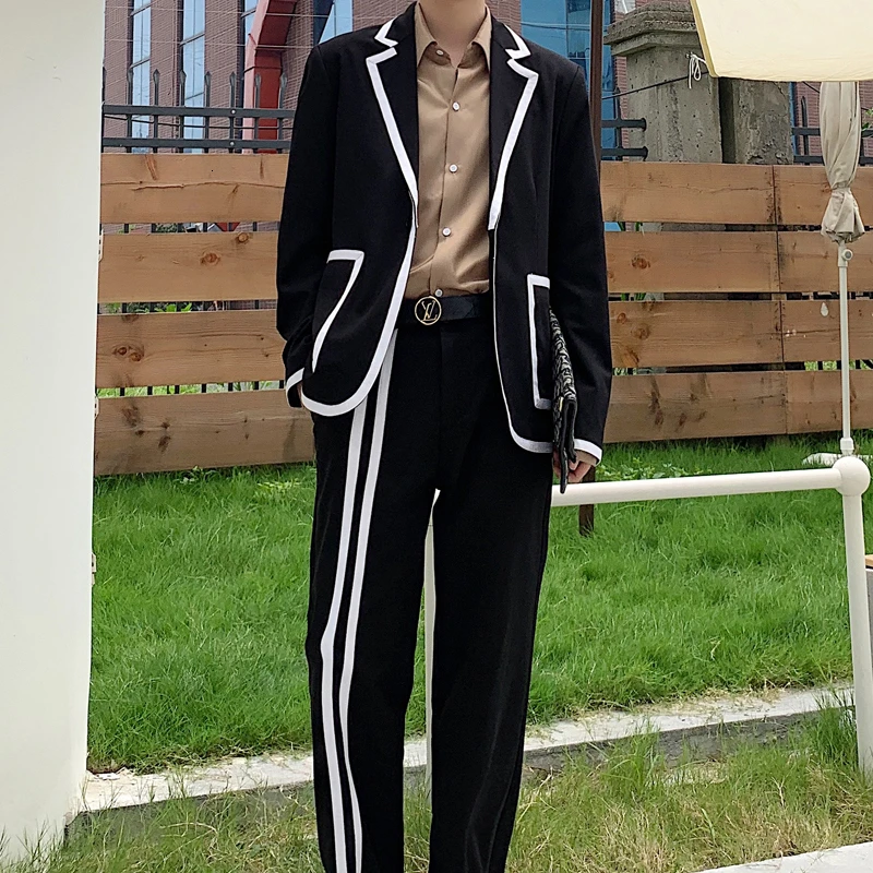 Мужской костюм смокинг черный мужской из 2 предметов (пиджак + брюки) Мужская