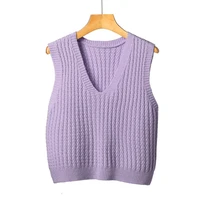 vest women korean fashion spring autumn new 2021 loose pullover waistcoat sweater sleeveless solid knit tops female outerwear