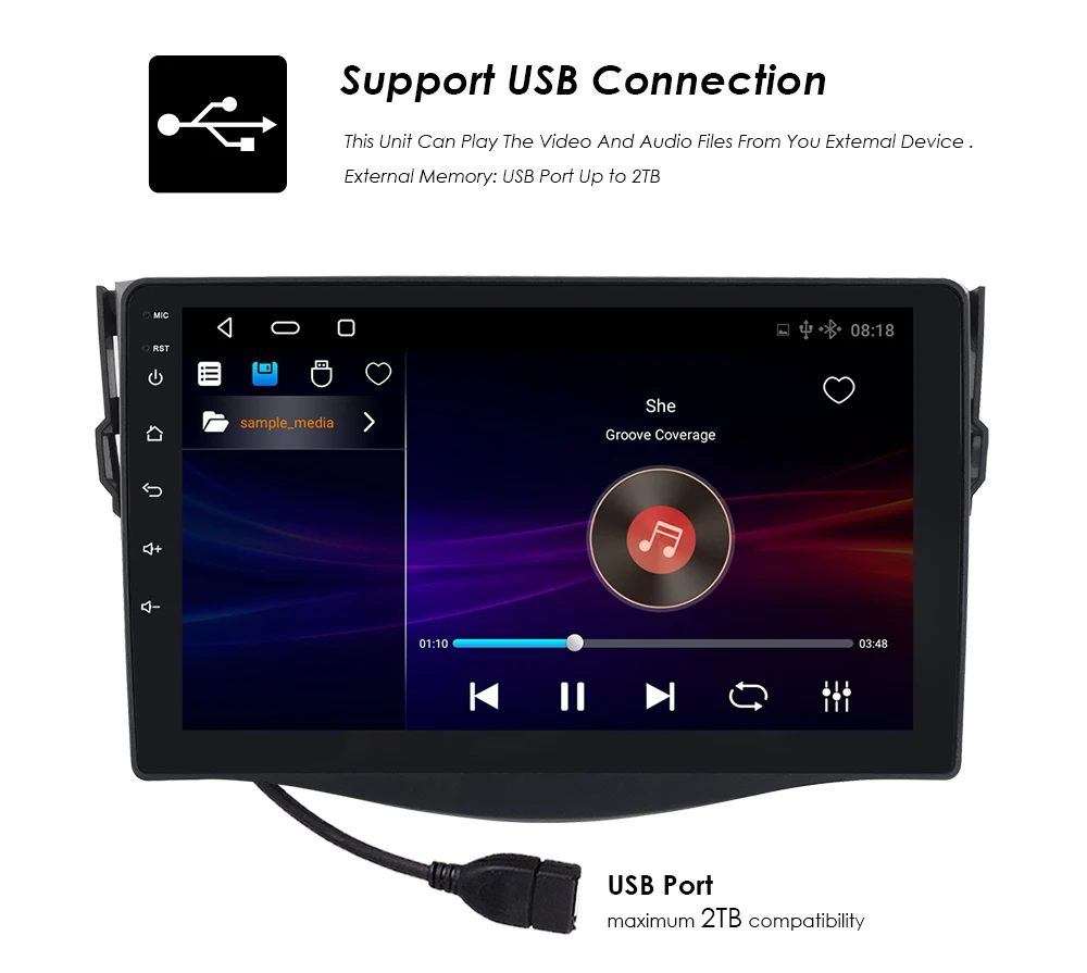 Автомагнитола 2DIN 7 дюймов Android 10 для Toyota RAV4 2006 2007 2008 2009 2010 2011 2012 GPS-навигатор