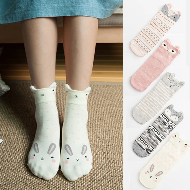 

Cute Cartoon Animal Women Socks Female Cotton Socks Short Casual Winter Warm Socks Meias Chaussettes Femmes Sokken