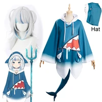 2020 vtuber hololive gawr gura costume shark suit gawr gura cosplay wig and hoodieshattail woman kawaii shark costumes