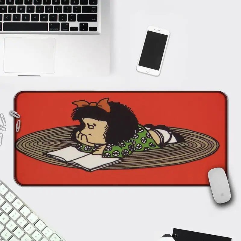 

Cartoon Mafalda DIY Game mousepad Computer Gaming Mousepad Anti-slip Natural Rubber with Locking Edge Gaming Mouse Mat